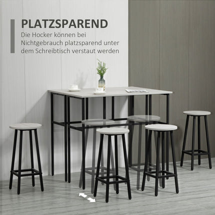 Industrial 6-piece dining room set with bar table and chairs