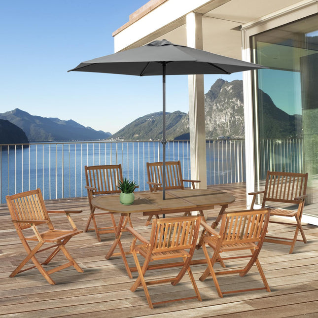 Dining room set for 6, solid wood, natural finish, patio