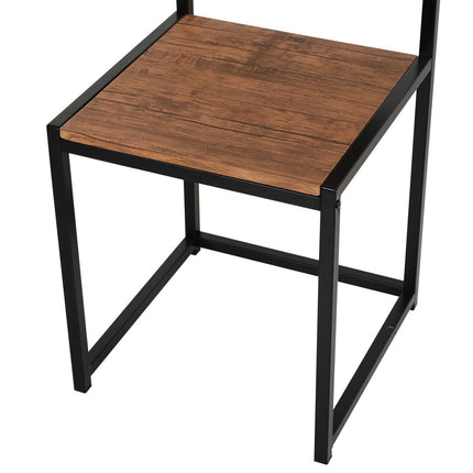 Dining room set: table with 2 metal chairs, natural finish