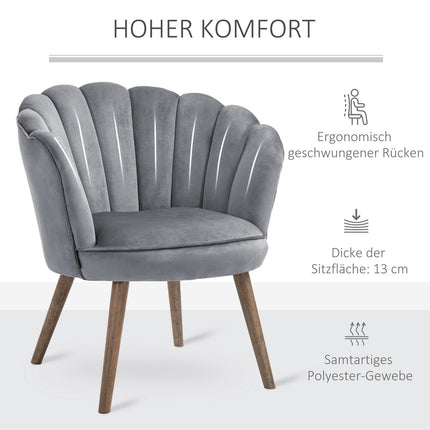 Dark gray polyester armchair with backrest, 66x72x79 cm