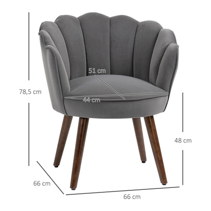 Dark gray polyester armchair with backrest, 66x72x79 cm