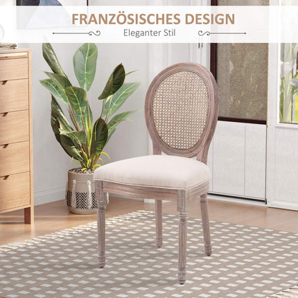 Vintage beige dining chair - upholstered recliner in rattan