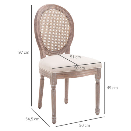 Vintage beige dining chair - upholstered recliner in rattan