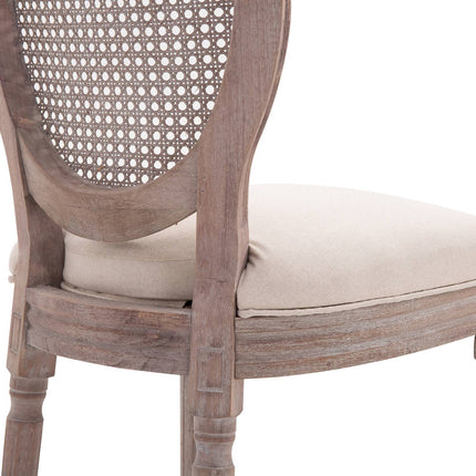 Vintage beige dining chair - upholstered recliner in rattan