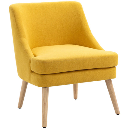 Yellow upholstered dining chair with armrests - Linen Touch