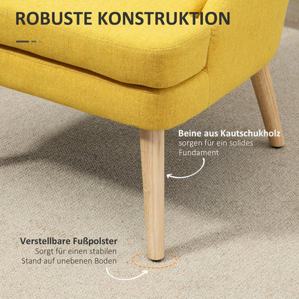 Yellow upholstered dining chair with armrests - Linen Touch