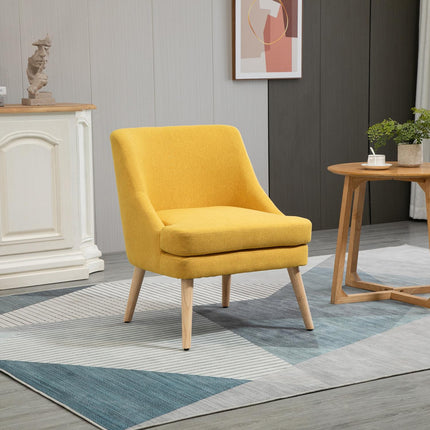 Yellow upholstered dining chair with armrests - Linen Touch