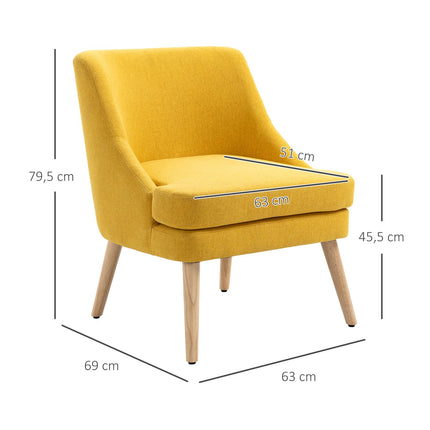 Yellow upholstered dining chair with armrests - Linen Touch