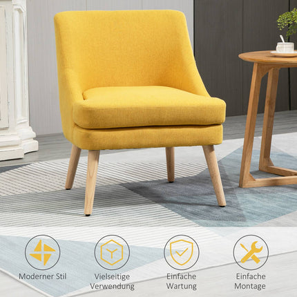 Yellow upholstered dining chair with armrests - Linen Touch