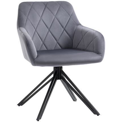 Steel gray upholstered dining chair, retro velvet design
