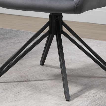 Steel gray upholstered dining chair, retro velvet design