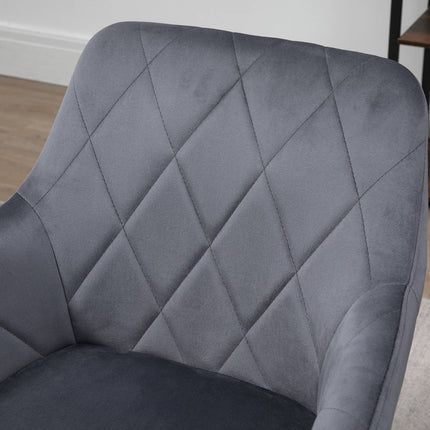 Steel gray upholstered dining chair, retro velvet design