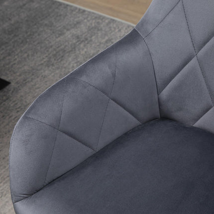 Steel gray upholstered dining chair, retro velvet design