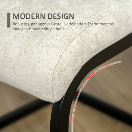 Cantilever dining chairs, ergonomic set of 4, beige polyester