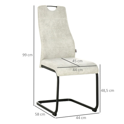 Cantilever dining chairs, ergonomic set of 4, beige polyester