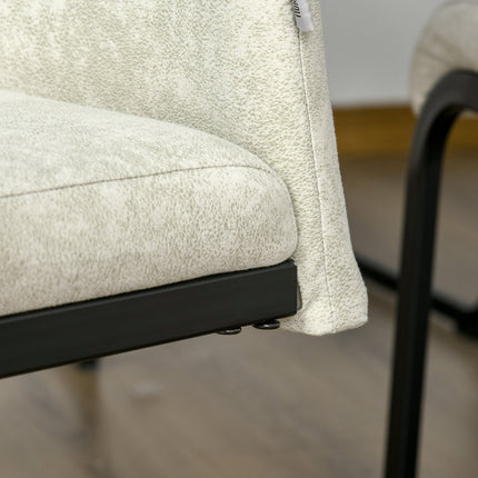 Cantilever dining chairs, ergonomic set of 4, beige polyester