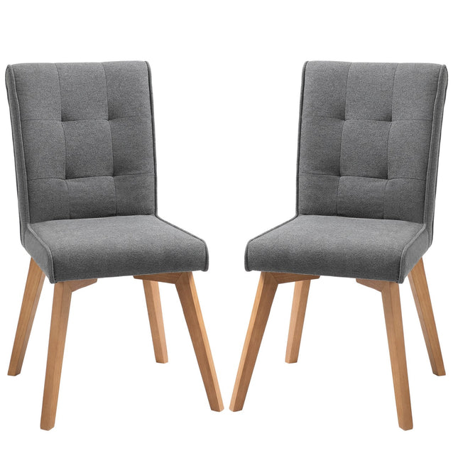 Dining room chairs, gray linen, foam padded, wood