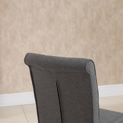 Dining room chairs, gray linen, foam padded, wood