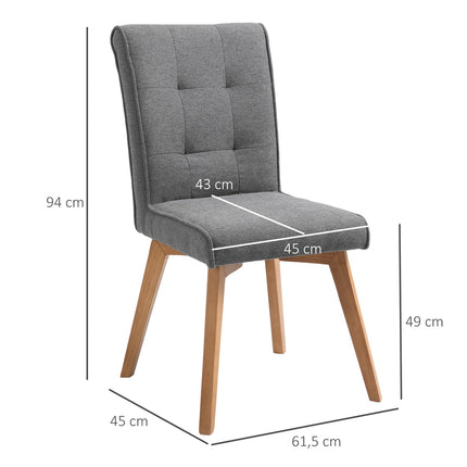 Dining room chairs, gray linen, foam padded, wood