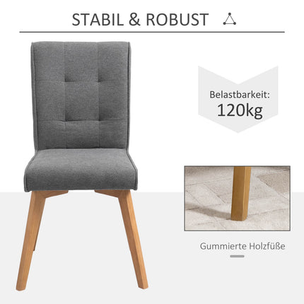 Dining room chairs, gray linen, foam padded, wood