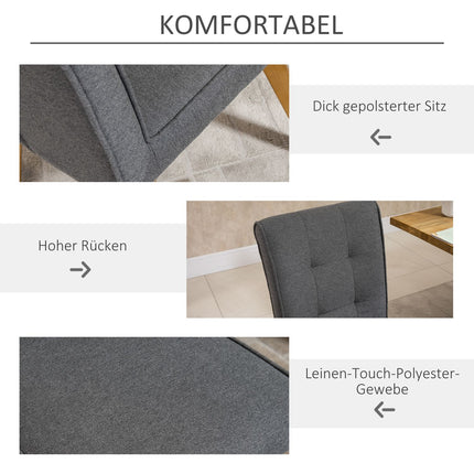 Dining room chairs, gray linen, foam padded, wood