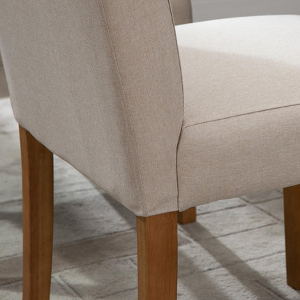 Set of 2 beige dining chairs, padded seat, linen blend