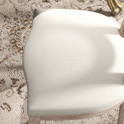 Dining room chairs, set of 2, linen & rattan, cream white