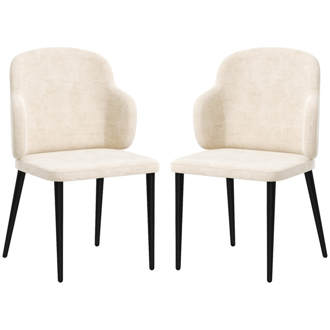 Velvet beige dining room chairs, set of 2, comfortable upholstered