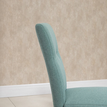 Green Upholstered Dining Chairs, Set of 2 - Padded Linen Chairs