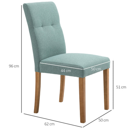 Green Upholstered Dining Chairs, Set of 2 - Padded Linen Chairs