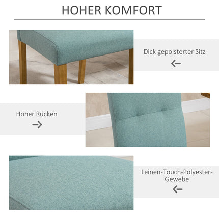 Green Upholstered Dining Chairs, Set of 2 - Padded Linen Chairs