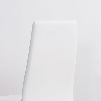 Dining chairs in white artificial leather, set of 4, padded seats