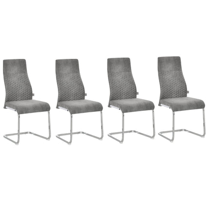 Velvet dining room chairs Set of 4, Steel frame, Grey