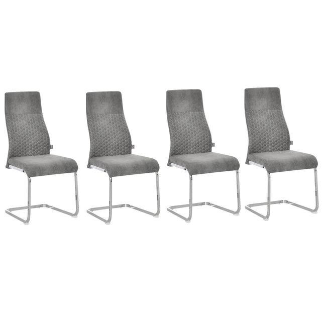Velvet dining room chairs Set of 4, Steel frame, Grey