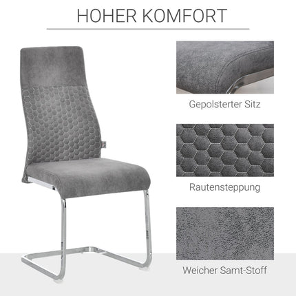 Velvet dining room chairs Set of 4, Steel frame, Grey