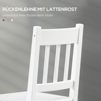 Set of 4 modern dining chairs, backrest in white pine