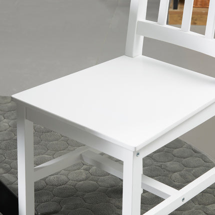 Set of 4 modern dining chairs, backrest in white pine