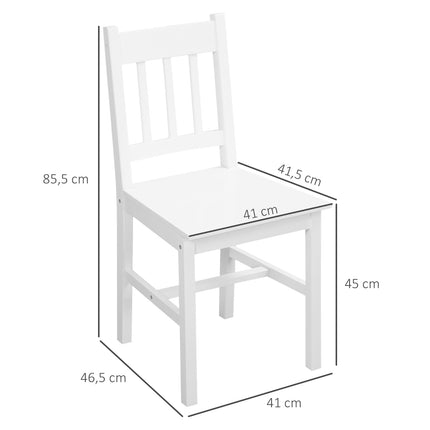 Set of 4 modern dining chairs, backrest in white pine