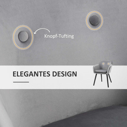 Set of 2 dining chairs in gray velvet with wooden legs