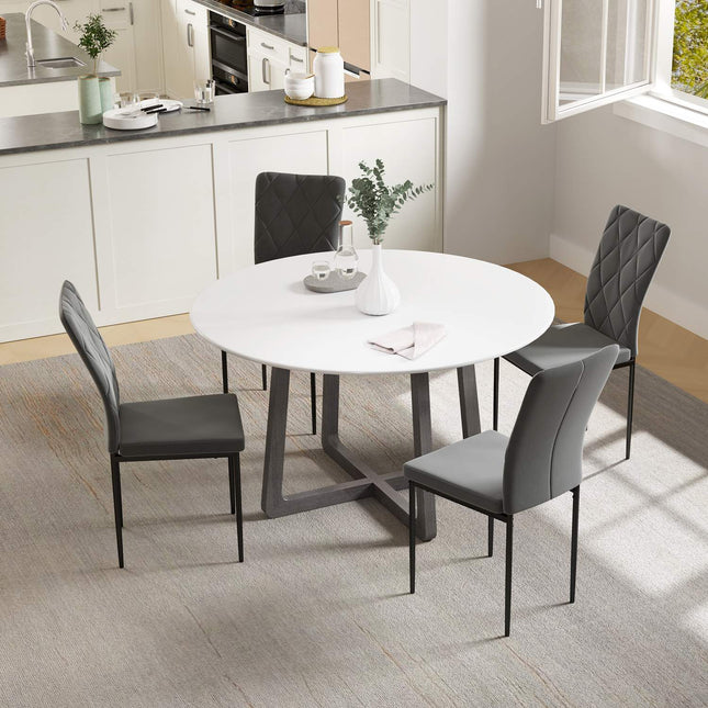 Eetkamerstoelen set van 4 keukenstoelen met rugleuning, fluwelen look, fauteuils, gestoffeerde stoelen met metalen poten voor eettafel, donkergrijs Aosom