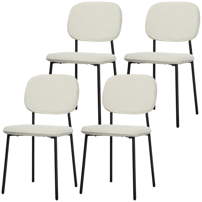 Eetkamerstoelen set van 4 keukenstoelen met rugleuning fluweellook gestoffeerde stoelen woonkamerstoelen met stalen poten voor eettafel wit | Aosoom