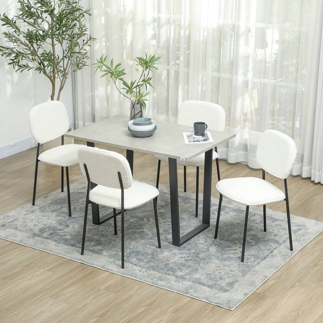 Eetkamerstoelen set van 4 keukenstoelen met rugleuning fluweellook gestoffeerde stoelen woonkamerstoelen met stalen poten voor eettafel wit | Aosoom