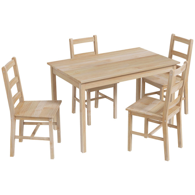 5-piece dining room set in solid wood, space-saving design