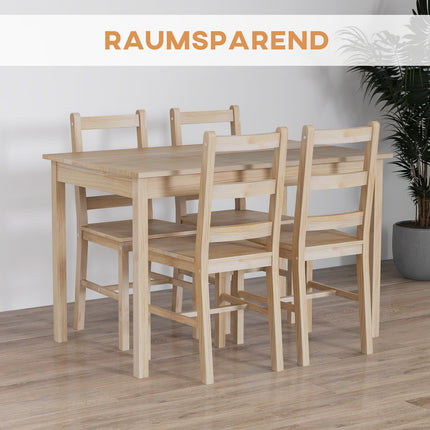 5-piece dining room set in solid wood, space-saving design