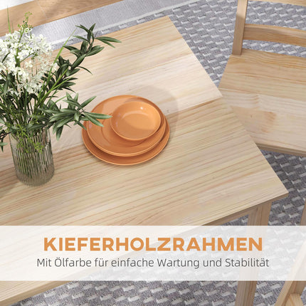 5-piece dining room set in solid wood, space-saving design