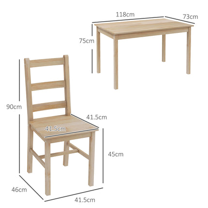 5-piece dining room set in solid wood, space-saving design