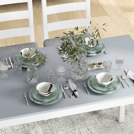 4-piece dining room set in pine, table with bench and chairs
