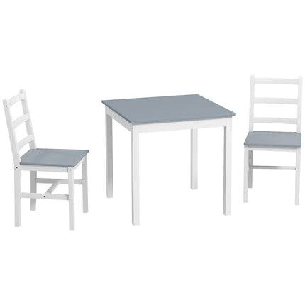 Compact dining set in 3 parts, grey/white pine