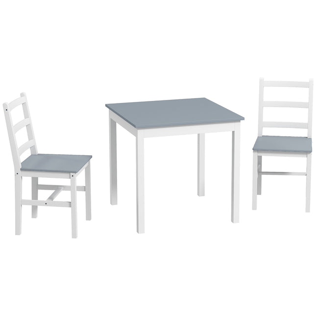 Compact dining set in 3 parts, grey/white pine