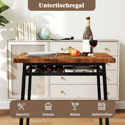 Dining Set with 2 Chairs & Storage Shelf, Rustic Brown